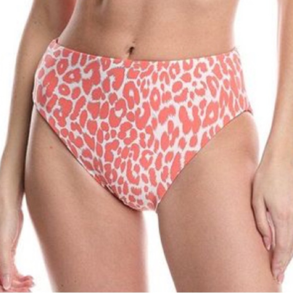 🆕 CARMEN MARC VALVO Melon/Silver Cheetah Print Reversible Bikini‎ Bottom SZ S